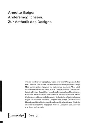 cover image of Andersmöglichsein. Zur Ästhetik des Designs